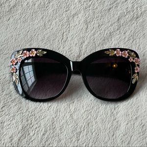 Black Floral Sunglasses